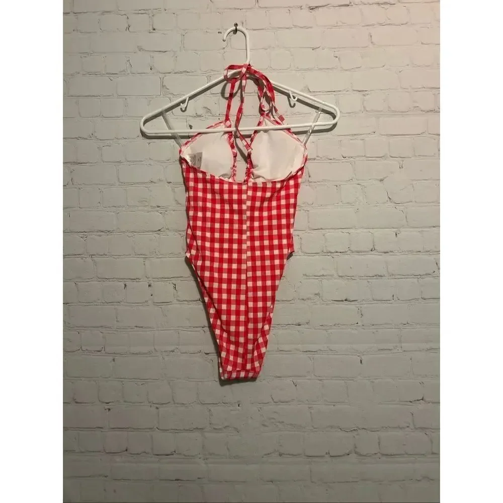 New Wild Fable Gingham One Piece Swimsuit Women’s XXS Red White Retro Style